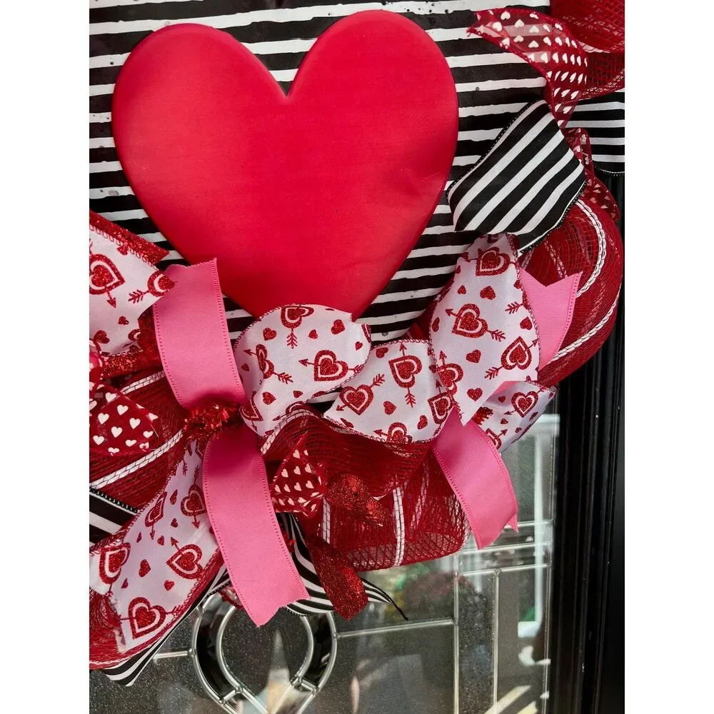 Valentines Deco Mesh Wreath For Front Door